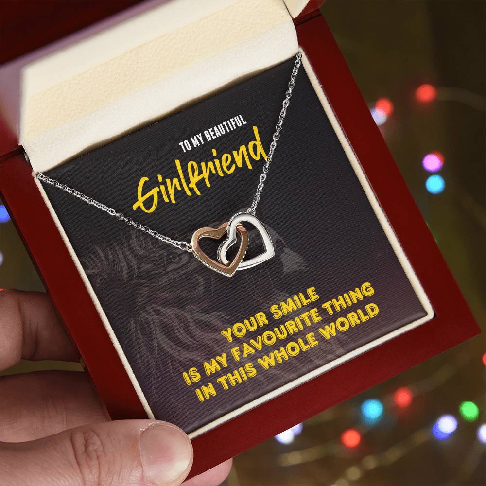Interlocking Hearts - To My Beautiful Girlfriend - My Favourute Thing Interlocking Hearts Necklace