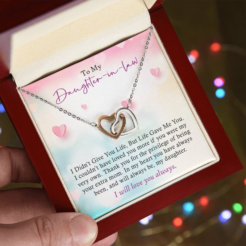To My Daughter-In-Law - I Will Love You Always - Necklace Interlocking Hearts Necklace