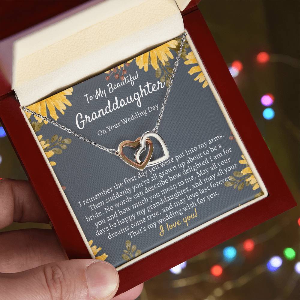 Granddaughter Wedding Day Gift Wedding Gift For Bride From Grandma To My Granddaughter On Her Wedding Day Interlocking Necklace Interlocking Hearts Necklace