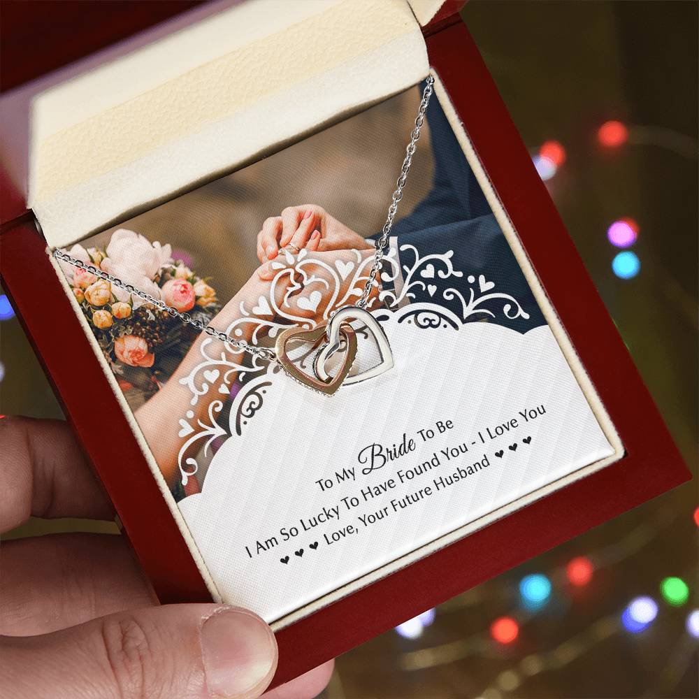 To My Bride To Be . Gift For Fiancee Interlocking Hearts Necklace