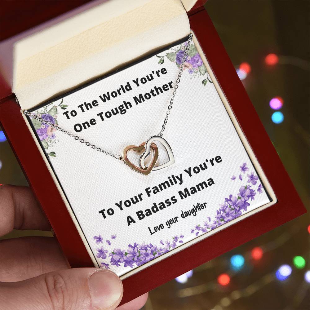 Necklace From Daughter One Tough Mother Gift Idea For Mom Jewelry For Mom Mother Daughter Gift Interlocking Hearts Necklace