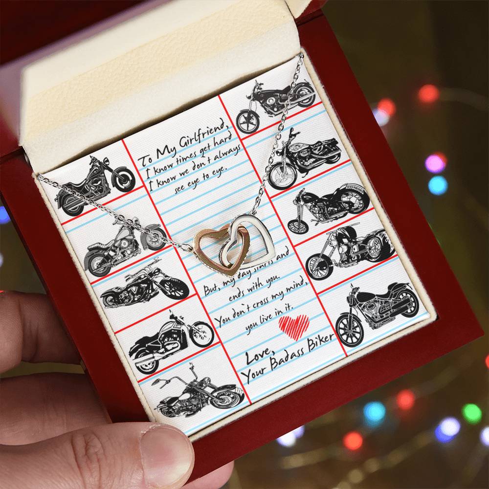 To My Girlfriend Interlocking Hearts Necklace