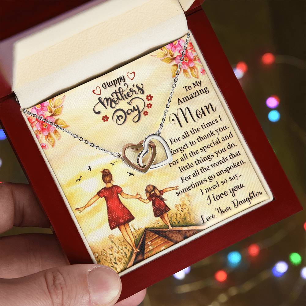 Happy Mother'S Day 2021 - Mother'S Day Gift 2021 - Necklace Gift From Mom Interlocking Hearts Necklace
