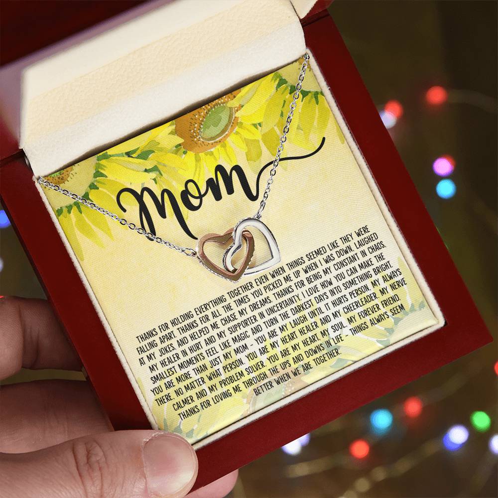 Mom - Things Always Seem Better When We Are Together Interlocking Hearts Necklace