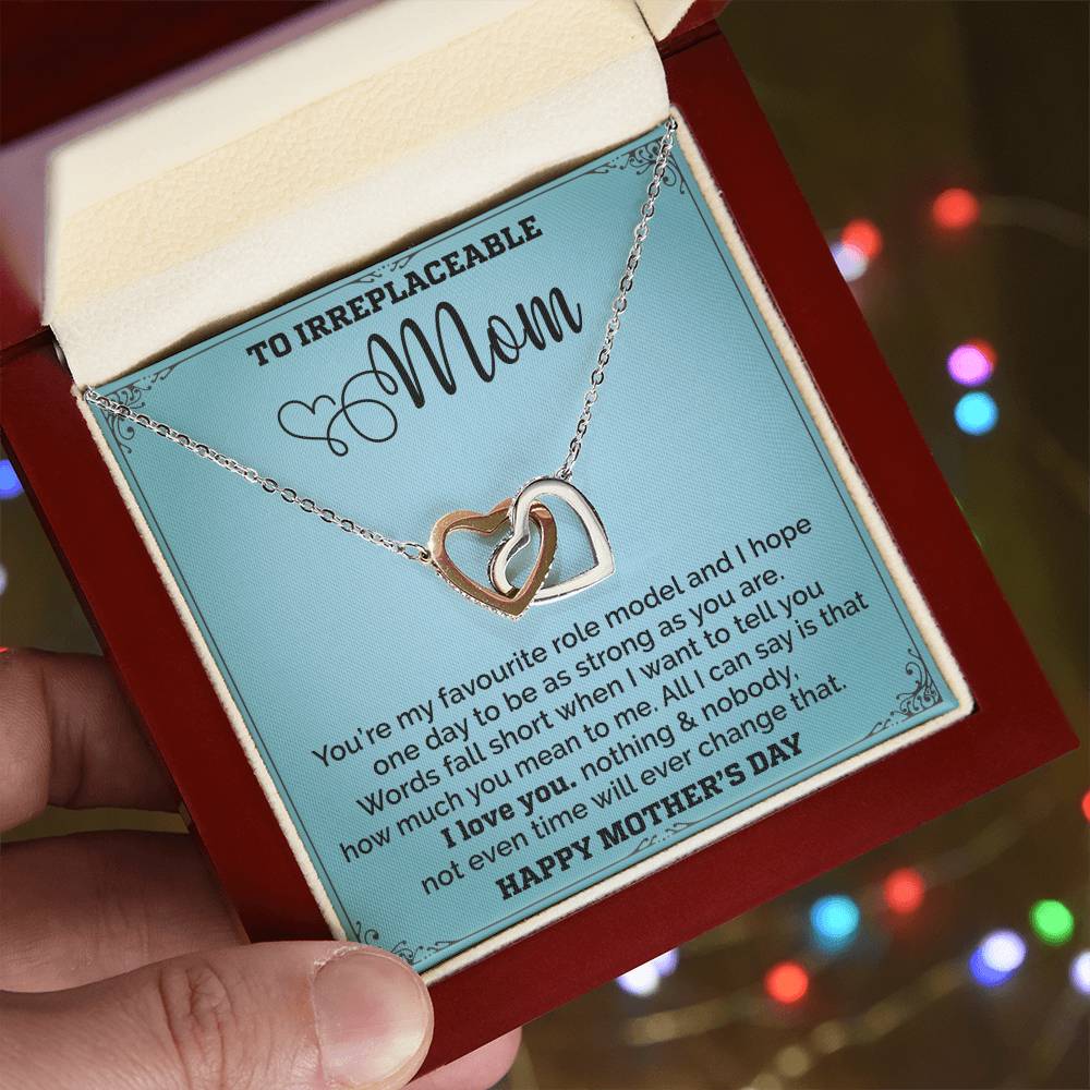 Mom Is My Favourite Role Modle - Interlocked Together Necklace - Mothers Day Interlocking Hearts Necklace
