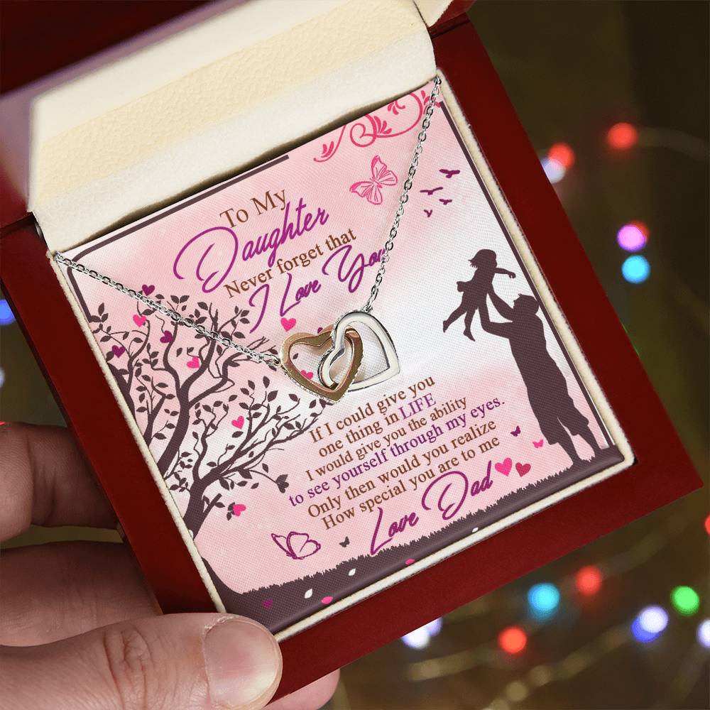 To My Daughter - Never Forget That I Love You - Interlocking Hearts Necklace