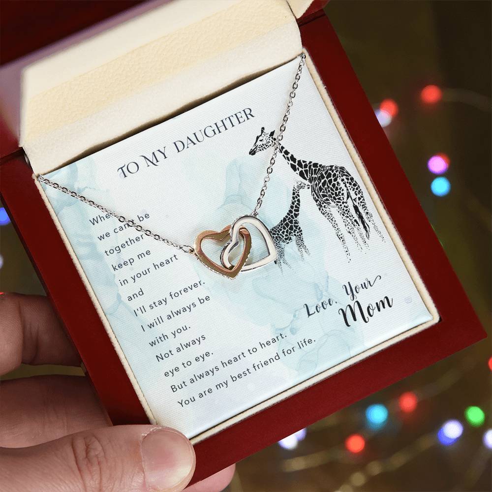 To My Daughter From Mom Interlocking Hearts Necklace Mother To Daughter Gift Birthday Gift To Daughter From Mom Daughter Necklace