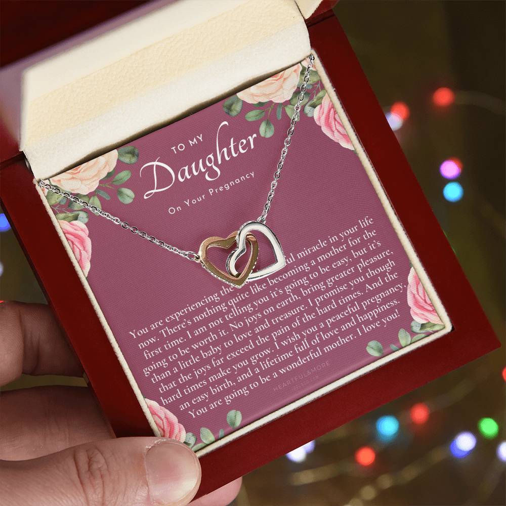 Pregnancy Gift For Daughter Baby Shower Gift Mom To Be Gift Expecting Mom Gift Pregnant Daughter Gift From Mom Interlocking Hearts Necklace