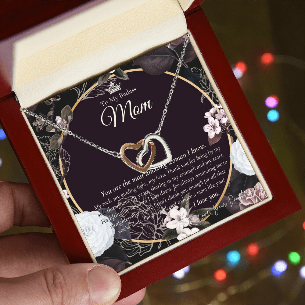 To My Badass Mom Necklace Badass Mom Gift Mother’S Day Gift Birthday Gift Gift From Daughter On Wedding Day Interlocking Hearts Necklace