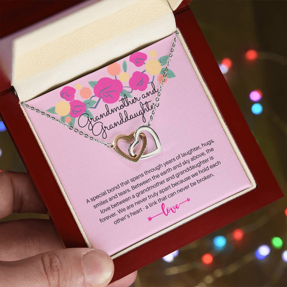 Grandmother And Granddaughter - A Special Bond So Strong It Cannot Be Broken Interlocking Hearts Necklace
