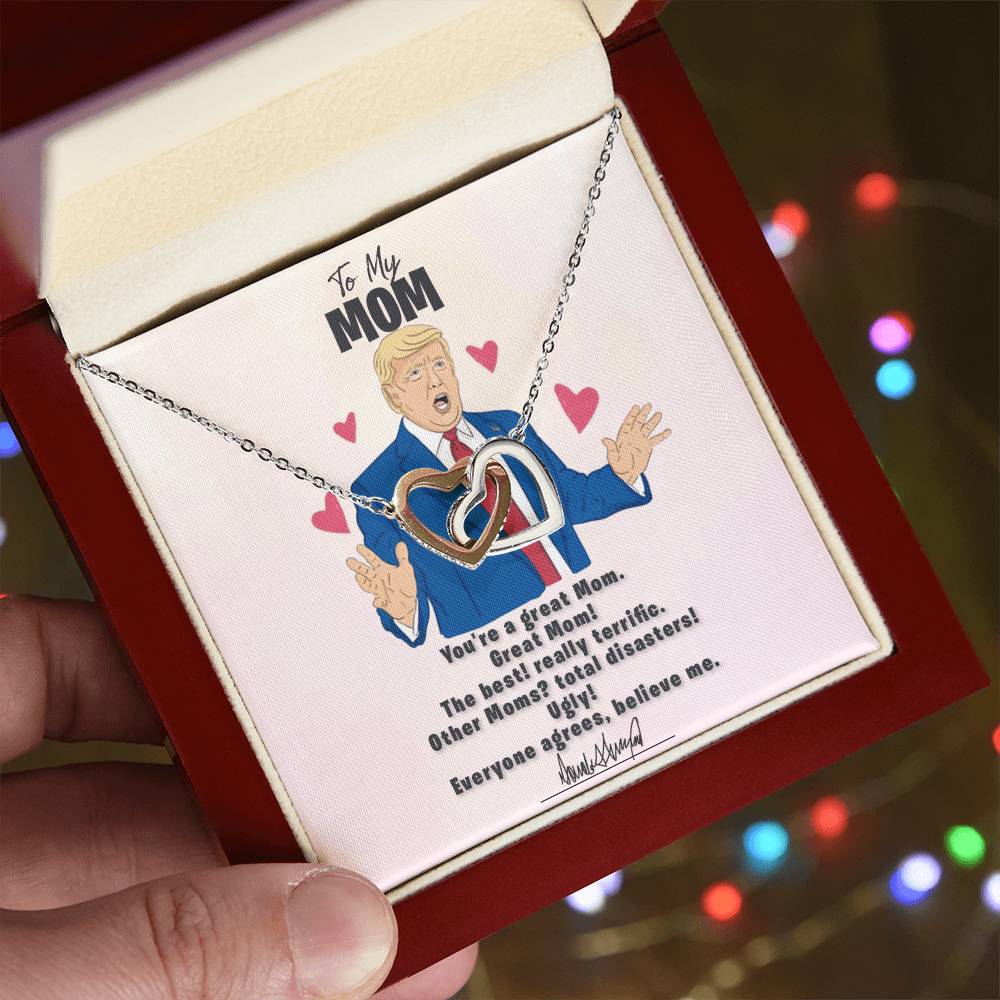 To My Great Mom - Approved With Signature - Tmm09 Interlocking Hearts Necklace