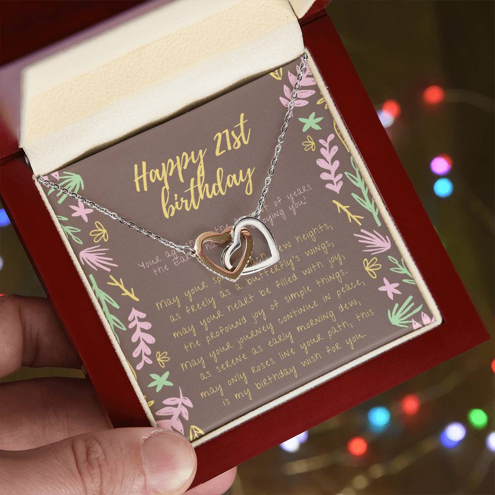 Happy 21St Birthday Necklace 21St Birthday Gift For Her 21St Birthday Gift For Women 21St Birthday Gift Necklace Happy 21St Birthday Friend 21St Birthday Gift 21 Interlocking Hearts Necklace