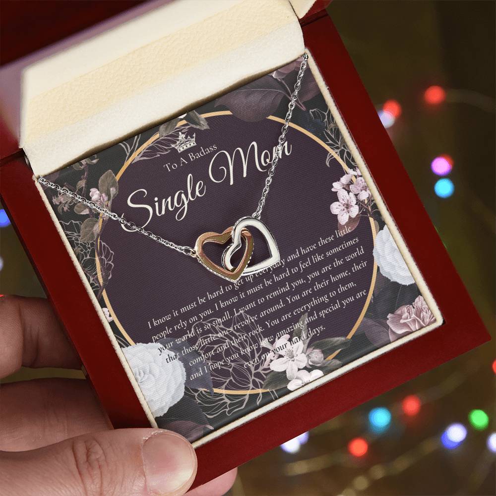 Single Mom Gift Mothers Day Gift Present For Single Mother Super Mom Necklace Gift For Single Mother Jewelry For Mom Interlocking Hearts Necklace