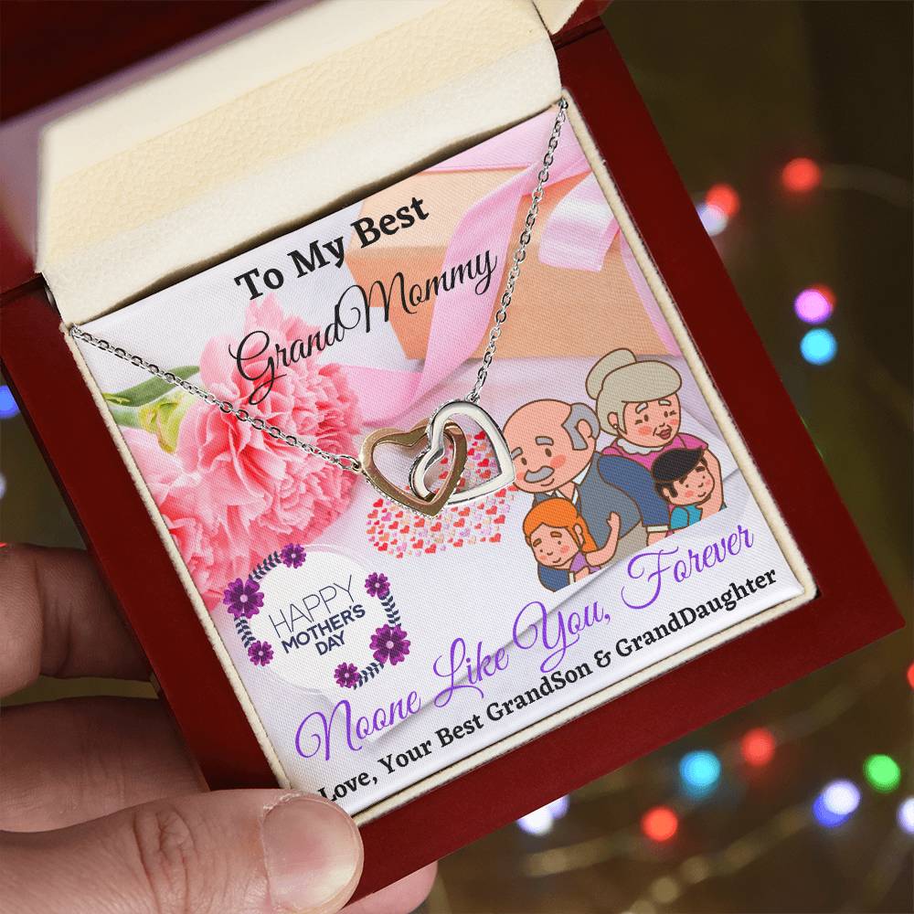 To My Best Grandmommy Interlocking Hearts Necklace