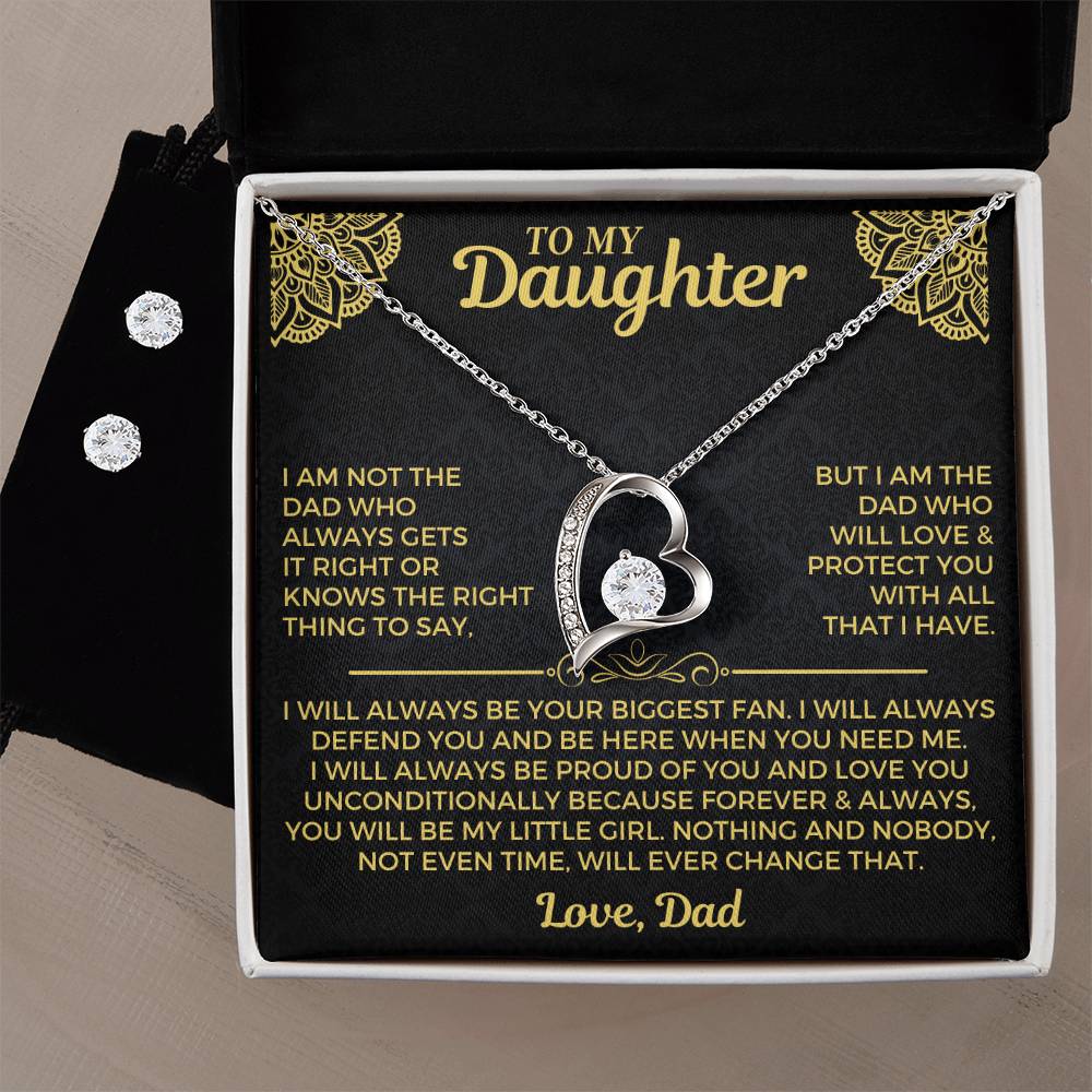To My Daughter - Love Dad - Beautiful Gift Set - Forever Love Necklace & Earring Set