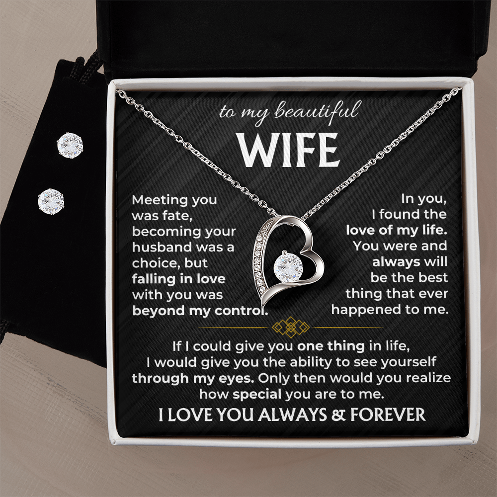To My Wife - I Love You Always & Forever - Forever Love Necklace & Earring Set