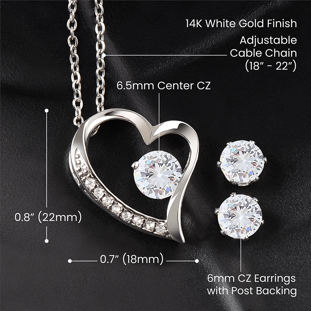 To My Daughter - Love Dad - Beautiful Gift Set - Forever Love Necklace & Earring Set