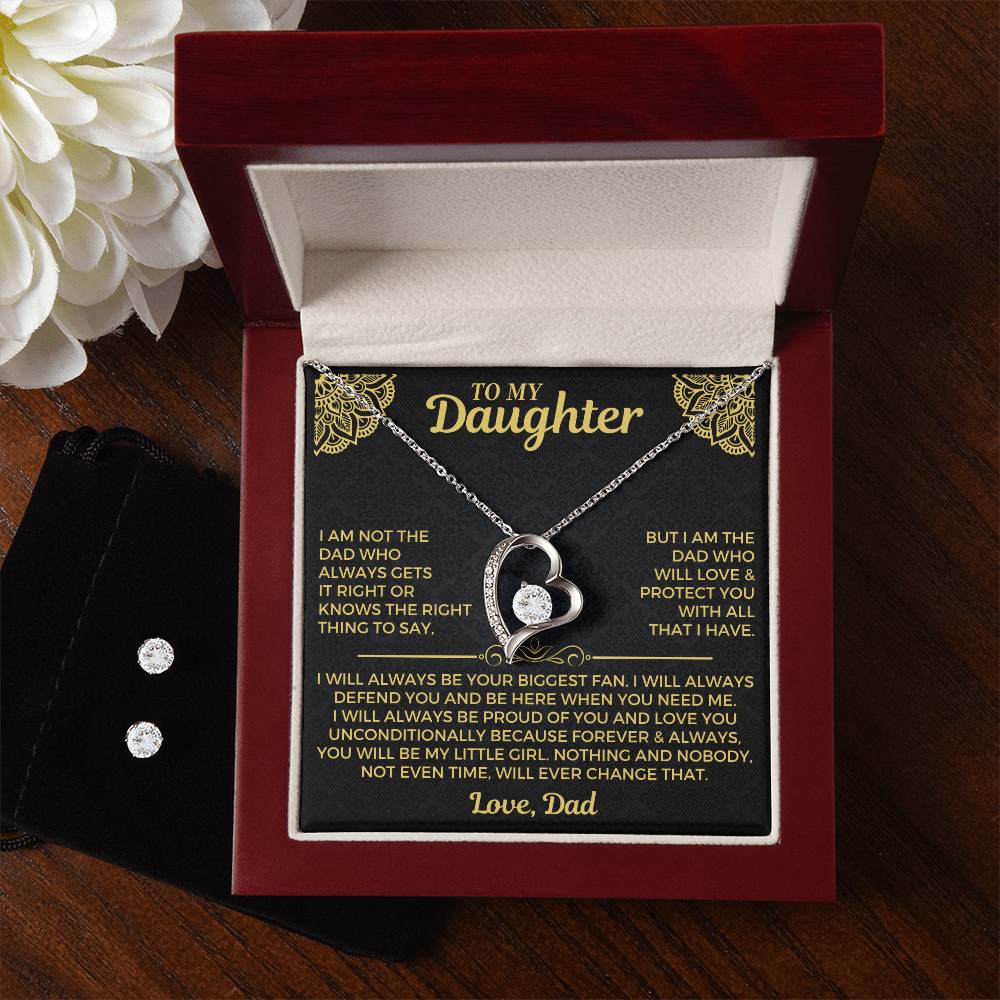 To My Daughter - Love Dad - Beautiful Gift Set - Forever Love Necklace & Earring Set