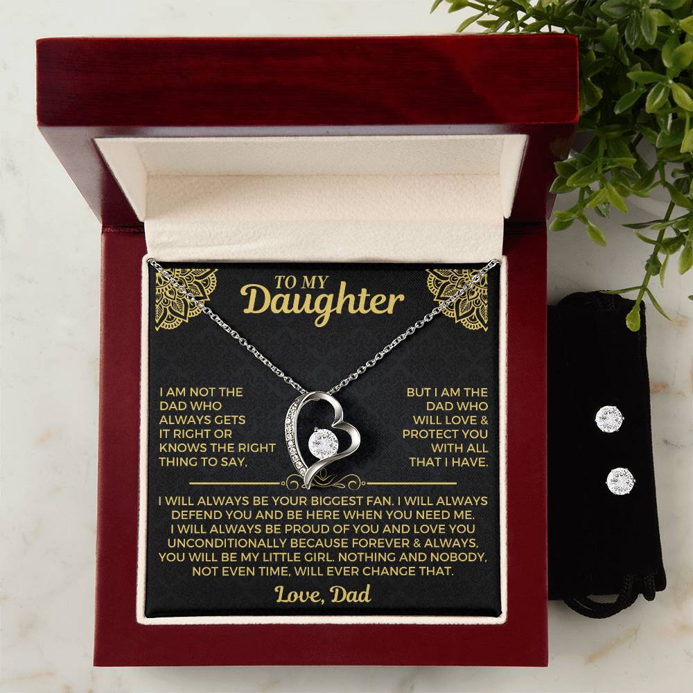 To My Daughter - Love Dad - Beautiful Gift Set - Forever Love Necklace & Earring Set