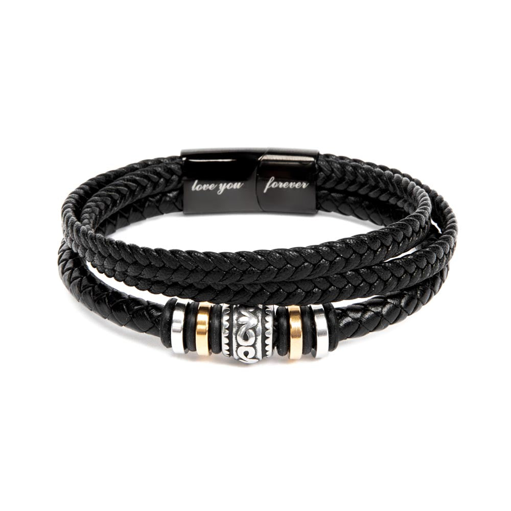 To My Grandson Bracelet For Him, Personal Engraving - Love You Forever Bracelet