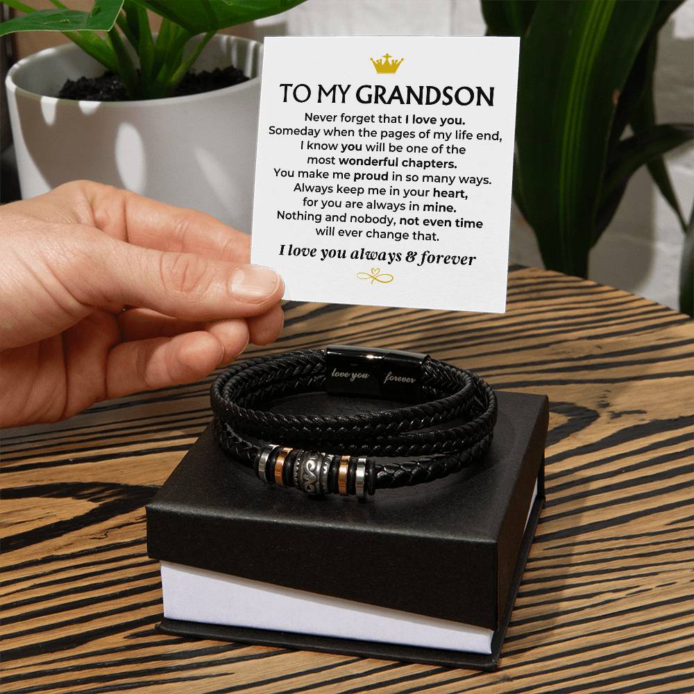 To My Grandson Love You Forever Braided Bracelet Gift Set - Ss581 - Love You Forever Bracelet
