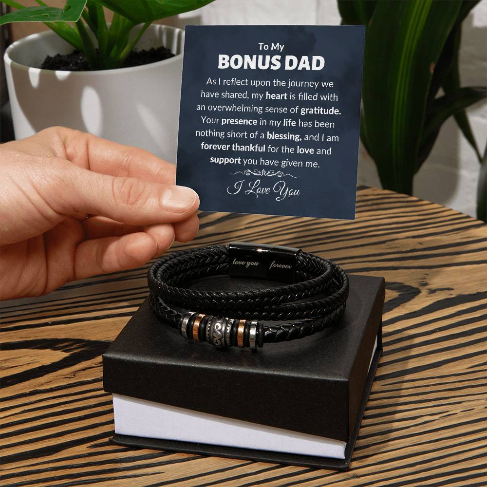 To My Bonus Dad Dad Gift, Vegan Leather Bracelet, Stepped Up Dad, Step Father, Fathers Day, Birthday - Love You Forever Bracelet