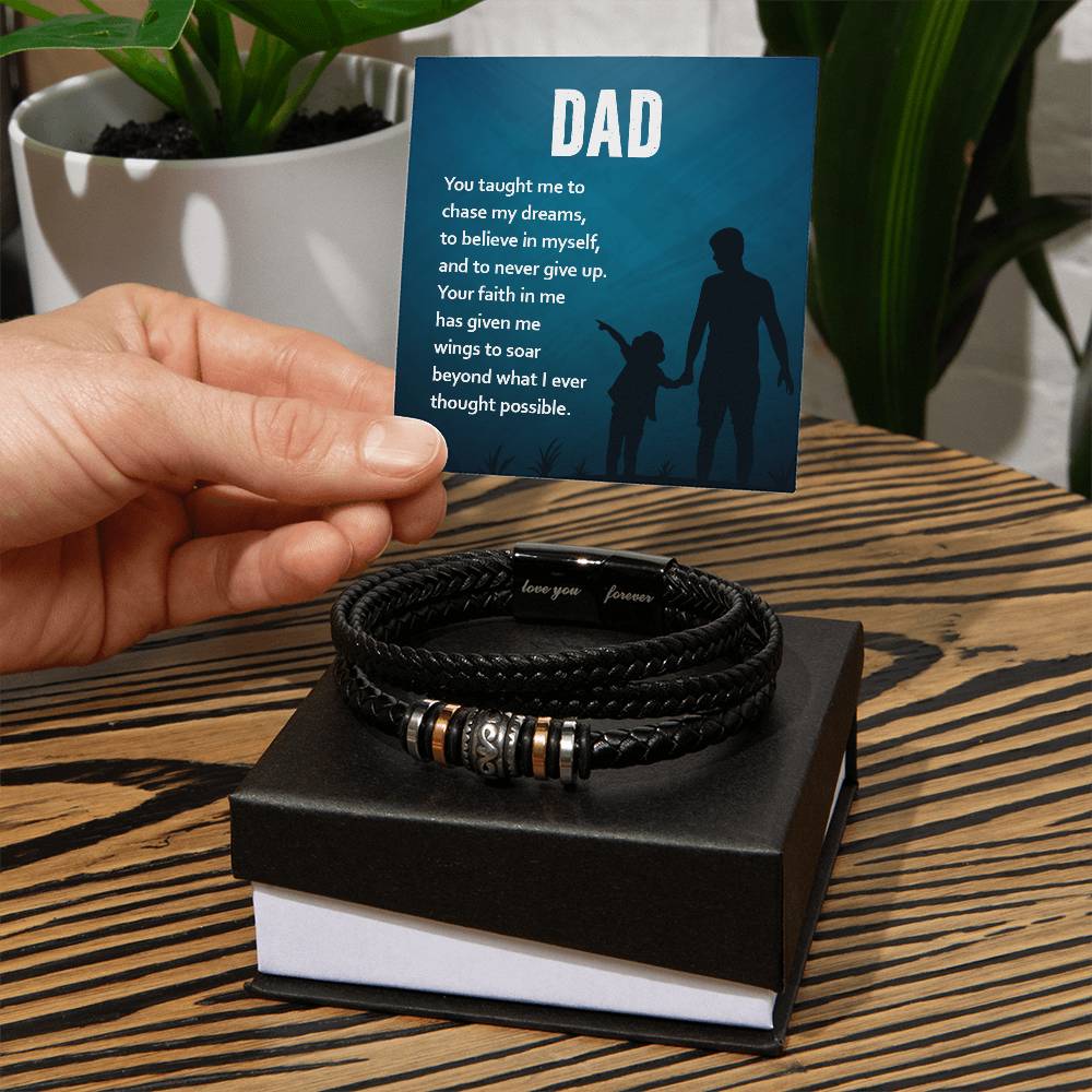 Unforgettable Love Father's Day Leather Bracelet - You Gave Me Wings To Soar - Love You Forever Bracelet