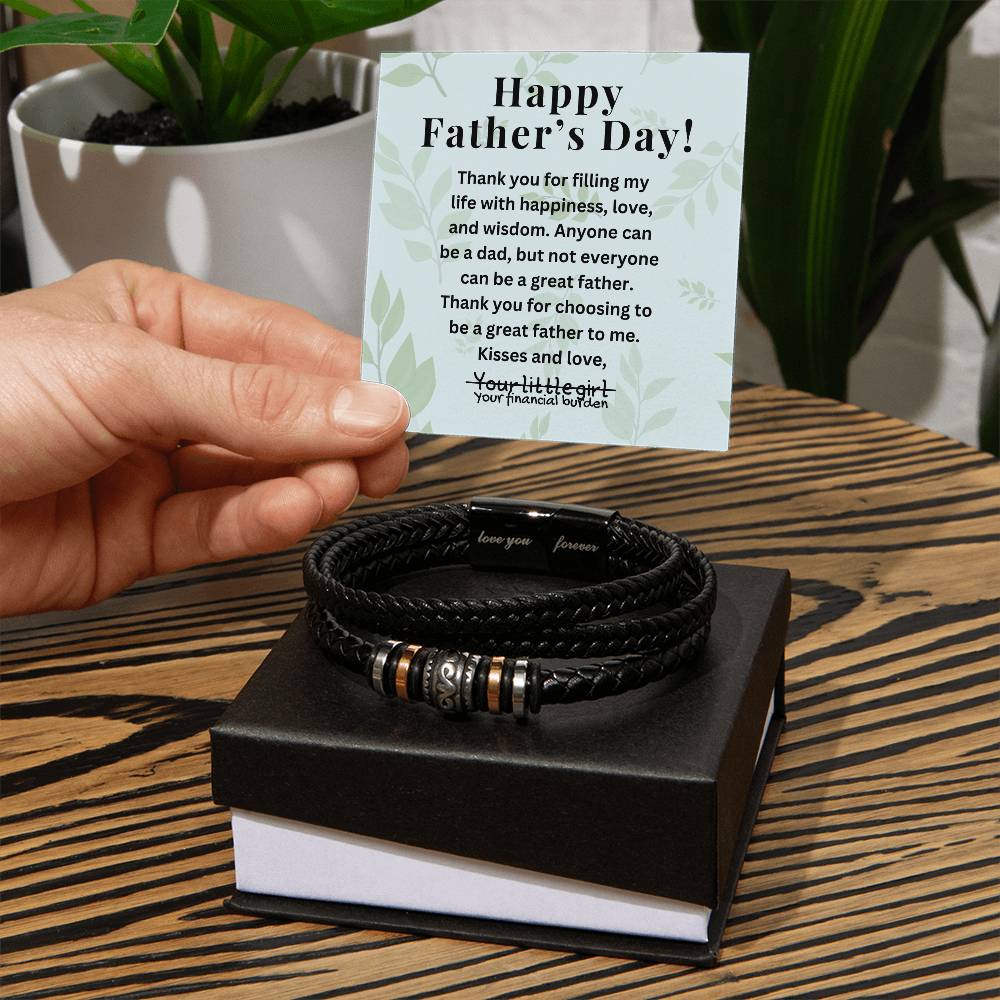 Engraved Men's Bracelet To Dad Funny Father's Day Gift From Daughter Engraved Jewelry For Him From Daughter Customize Message Card - Love You Forever Bracelet