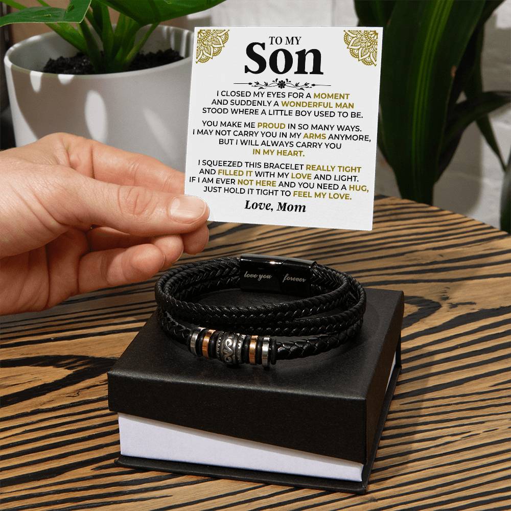 To My Son Mom Braided Bracelet Gift Set - Ss521 - Love You Forever Bracelet