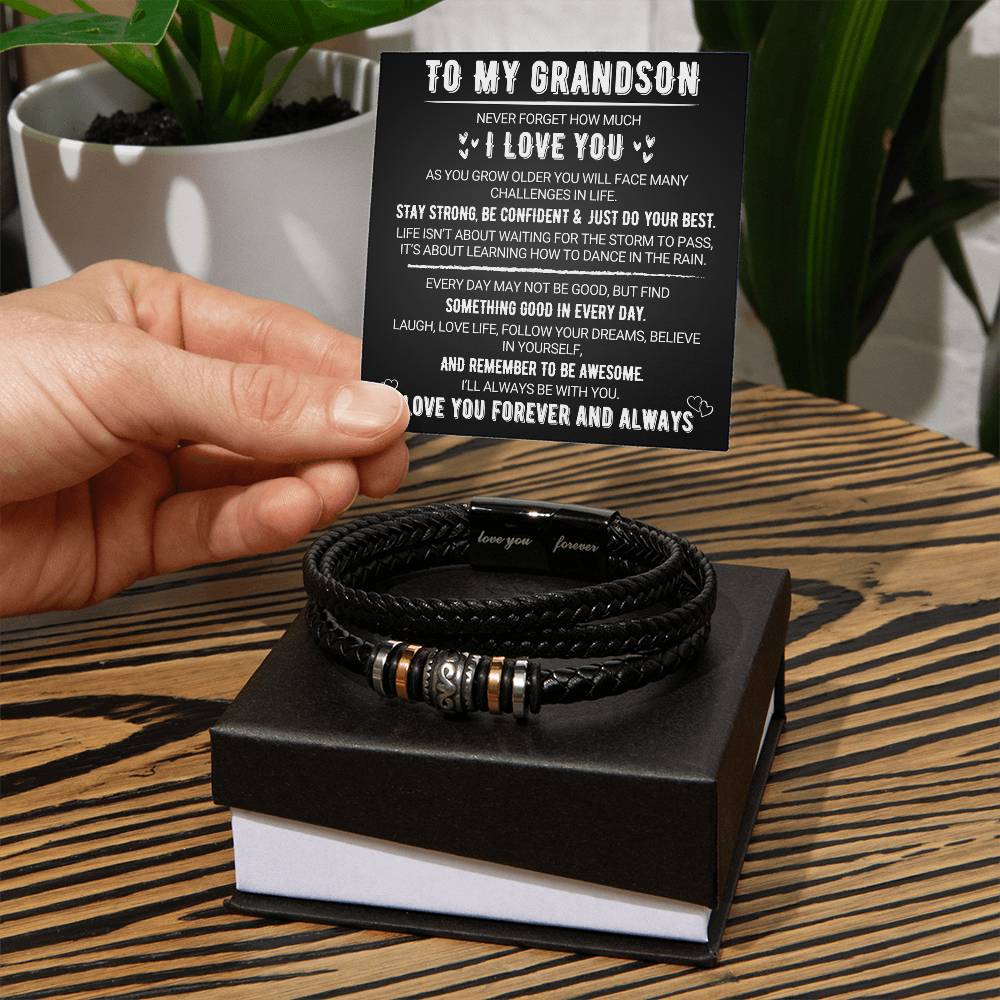 To My Grandson - Love You Forever - Black - Love You Forever Bracelet