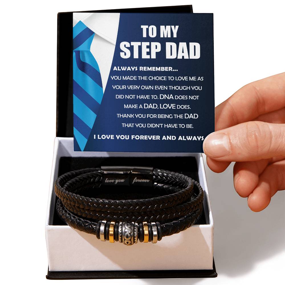 Step Dad Gift - Mens Love You Forever Leather Bracelet - Always Remember - Love You Forever Bracelet