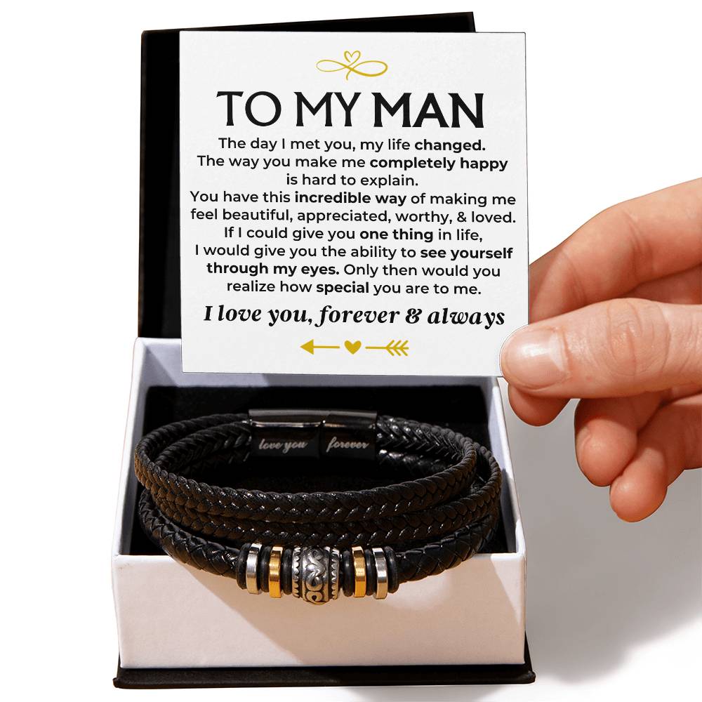 To My Man Love You Forever Braided Bracelet Gift Set - Ss578 - Love You Forever Bracelet