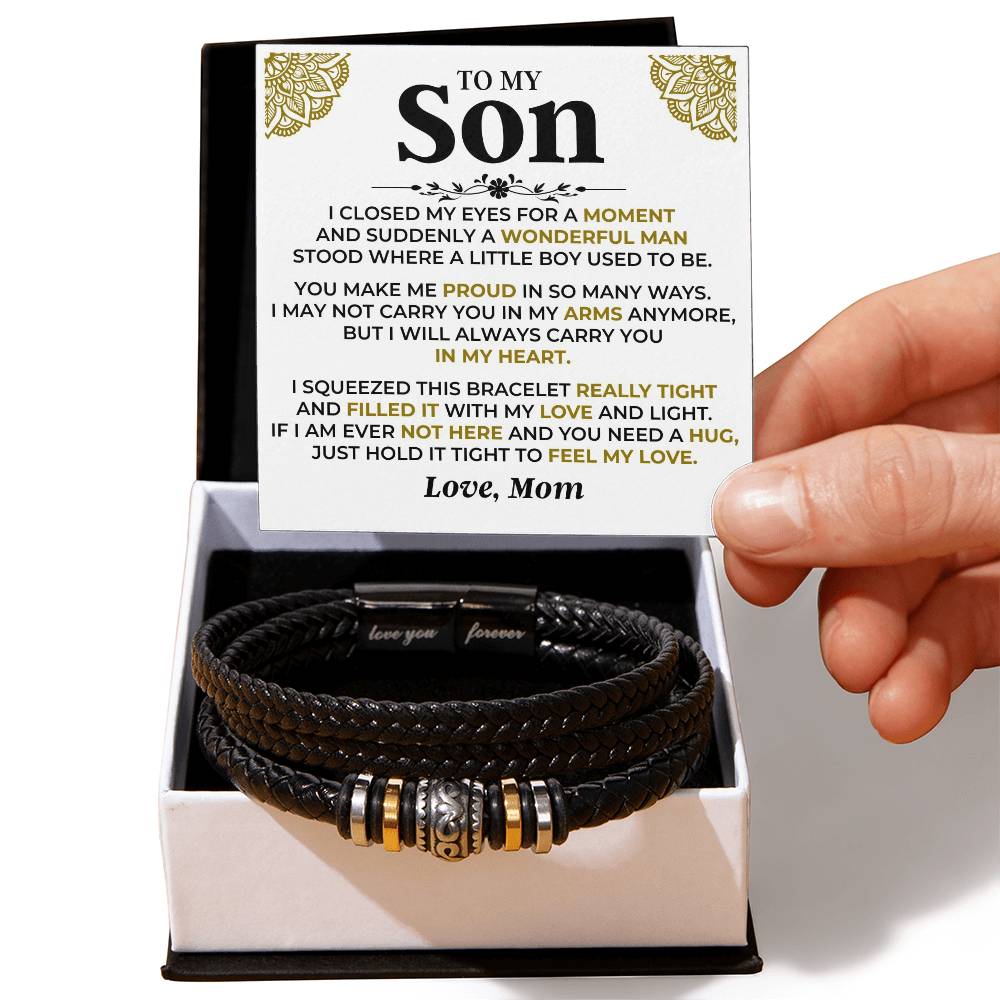 To My Son Mom Braided Bracelet Gift Set - Ss521 - Love You Forever Bracelet