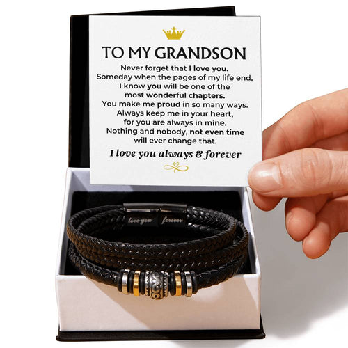 To My Grandson Love You Forever Braided Bracelet Gift Set - Ss581 - Love You Forever Bracelet