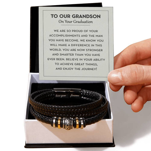 Graduation Gift For Grandson, Grandson Leather Bracelet, Grandson Graduation Gift - Love You Forever Bracelet
