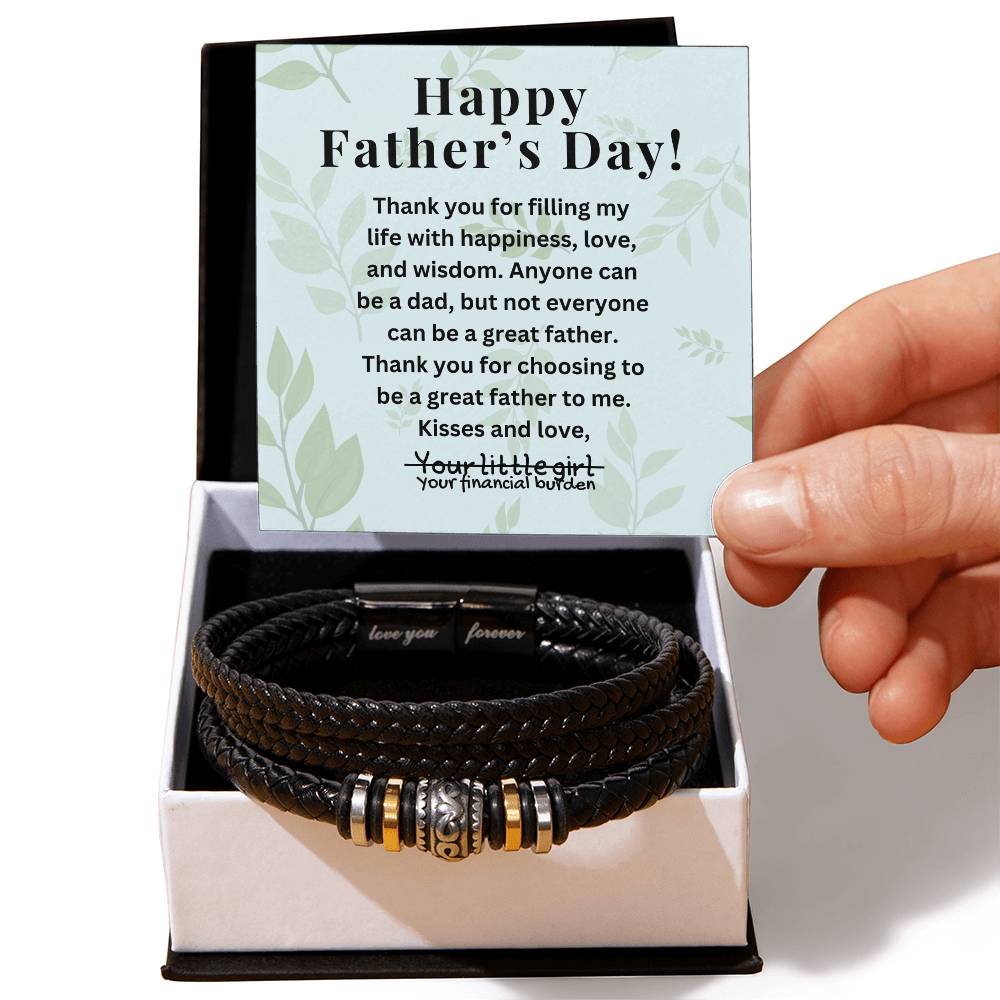 Engraved Men's Bracelet To Dad Funny Father's Day Gift From Daughter Engraved Jewelry For Him From Daughter Customize Message Card - Love You Forever Bracelet