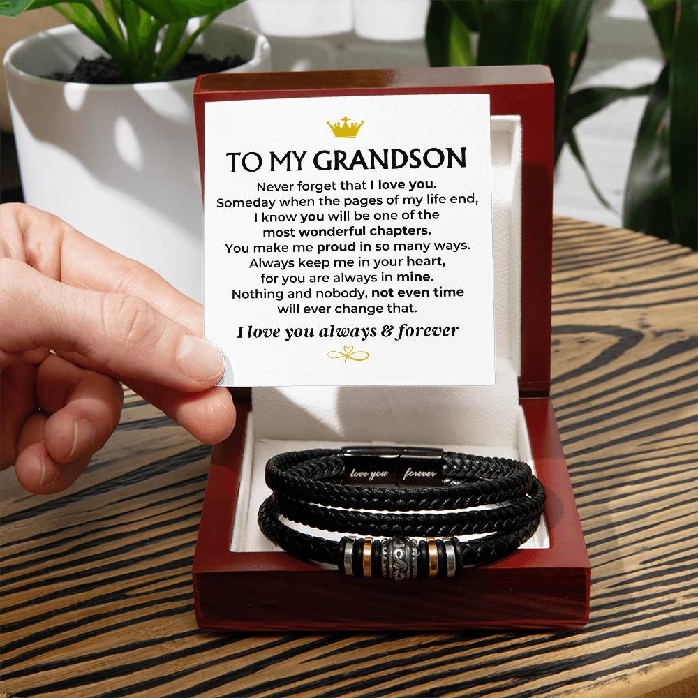 To My Grandson Love You Forever Braided Bracelet Gift Set - Ss581 - Love You Forever Bracelet