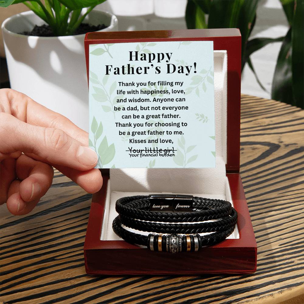 Engraved Men's Bracelet To Dad Funny Father's Day Gift From Daughter Engraved Jewelry For Him From Daughter Customize Message Card - Love You Forever Bracelet
