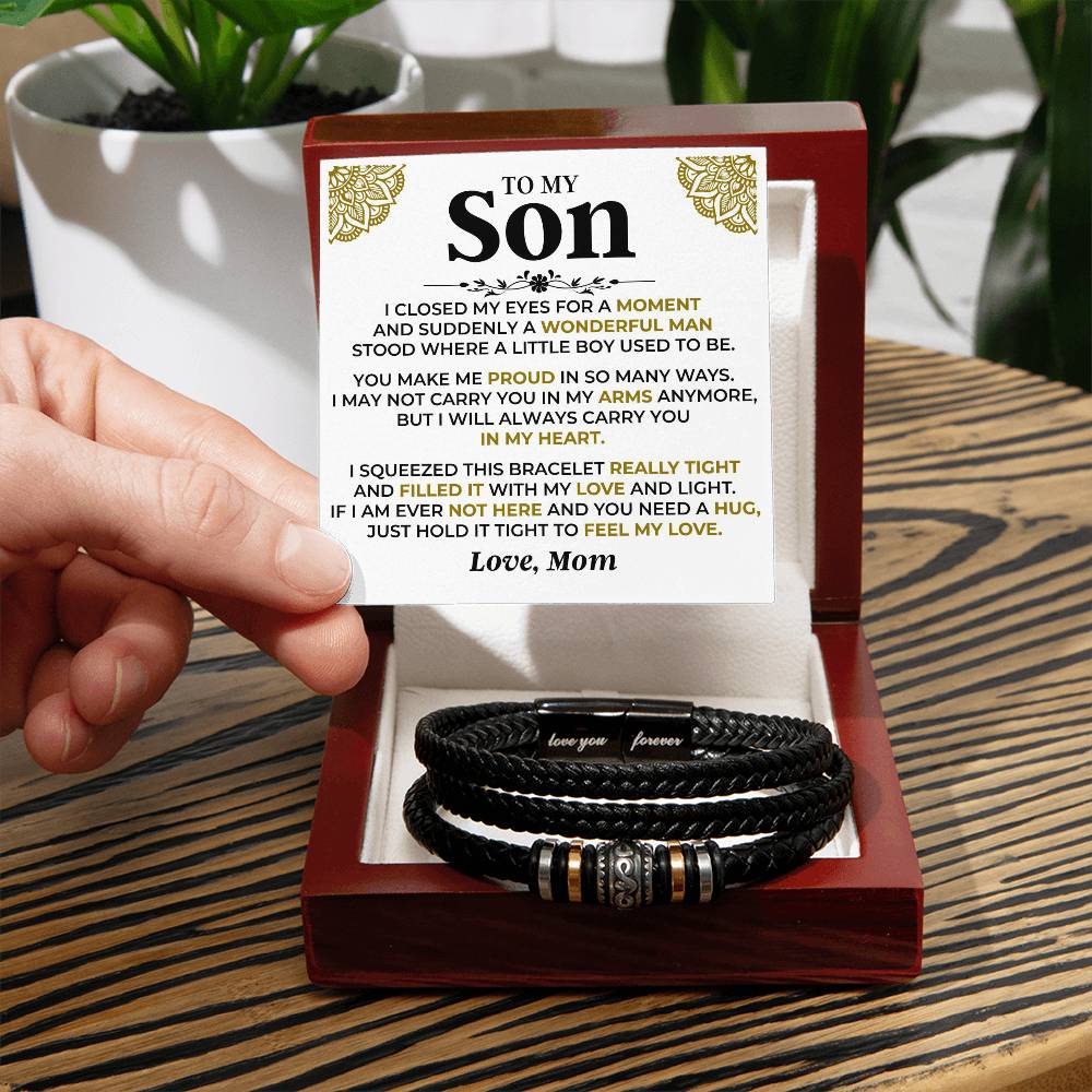 To My Son Mom Braided Bracelet Gift Set - Ss521 - Love You Forever Bracelet