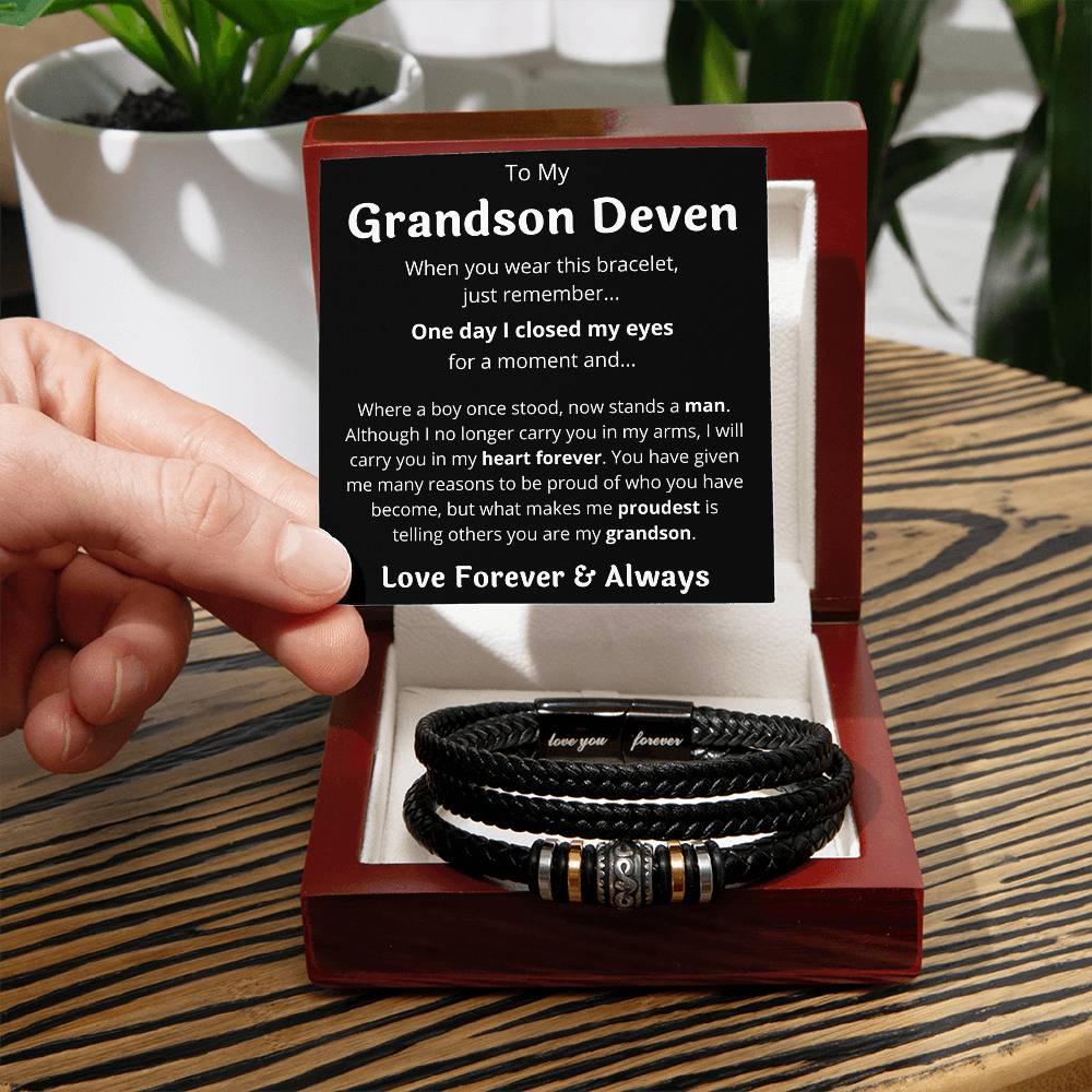To My Grandson Deven Bracelet - Love You Forever Bracelet