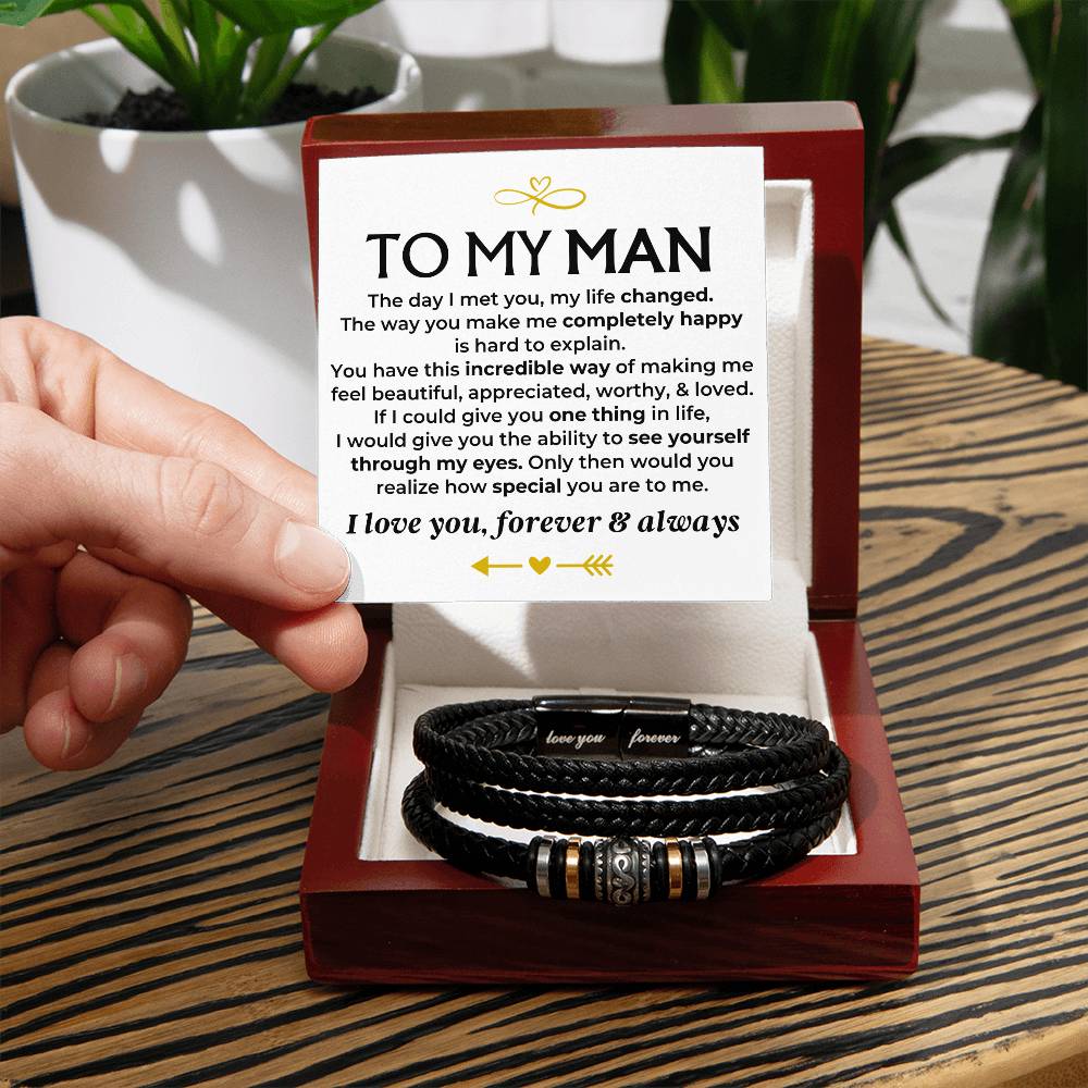 To My Man Love You Forever Braided Bracelet Gift Set - Ss578 - Love You Forever Bracelet