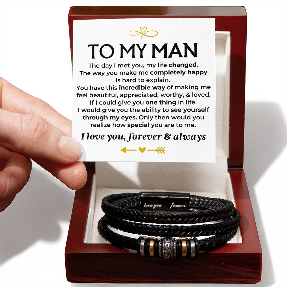 To My Man Love You Forever Braided Bracelet Gift Set - Ss578 - Love You Forever Bracelet