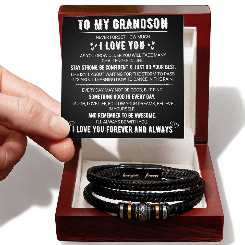 To My Grandson - Love You Forever - Black - Love You Forever Bracelet