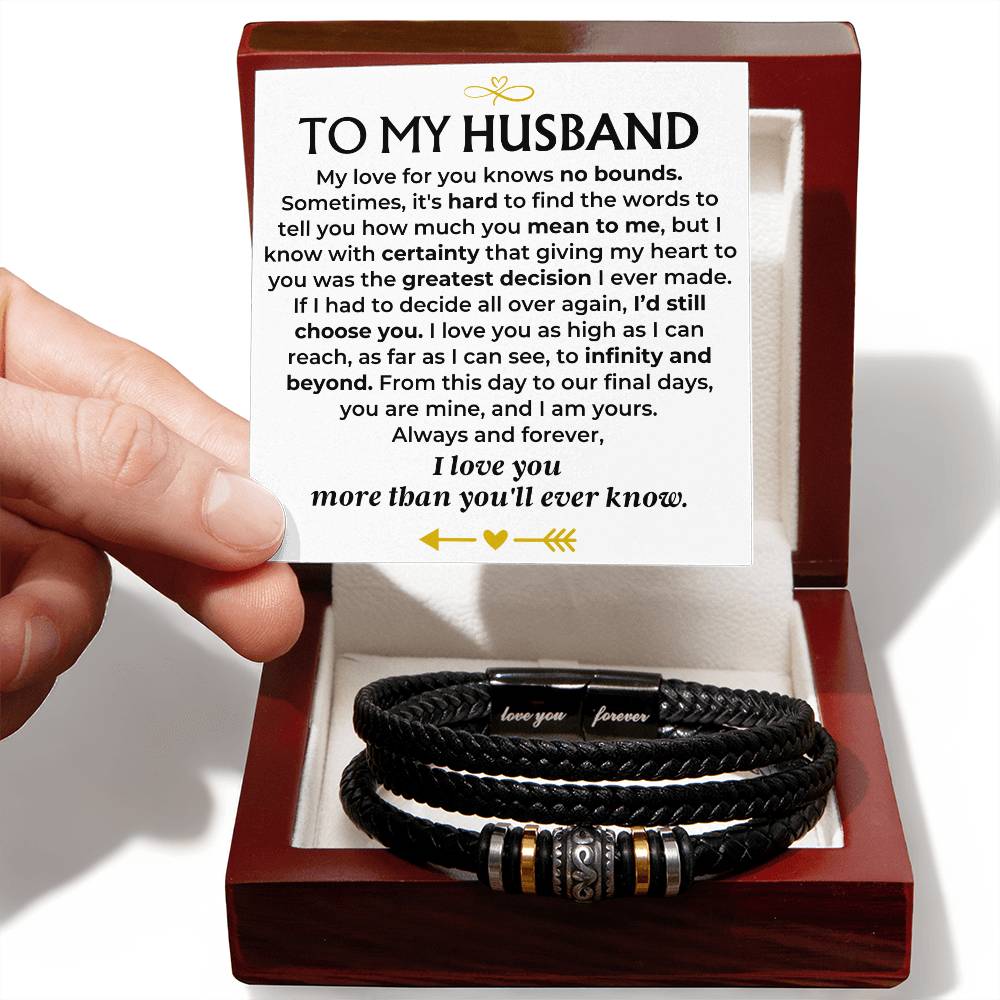 To My Husband Love You Forever Braided Bracelet Gift Set - Love You Forever Bracelet