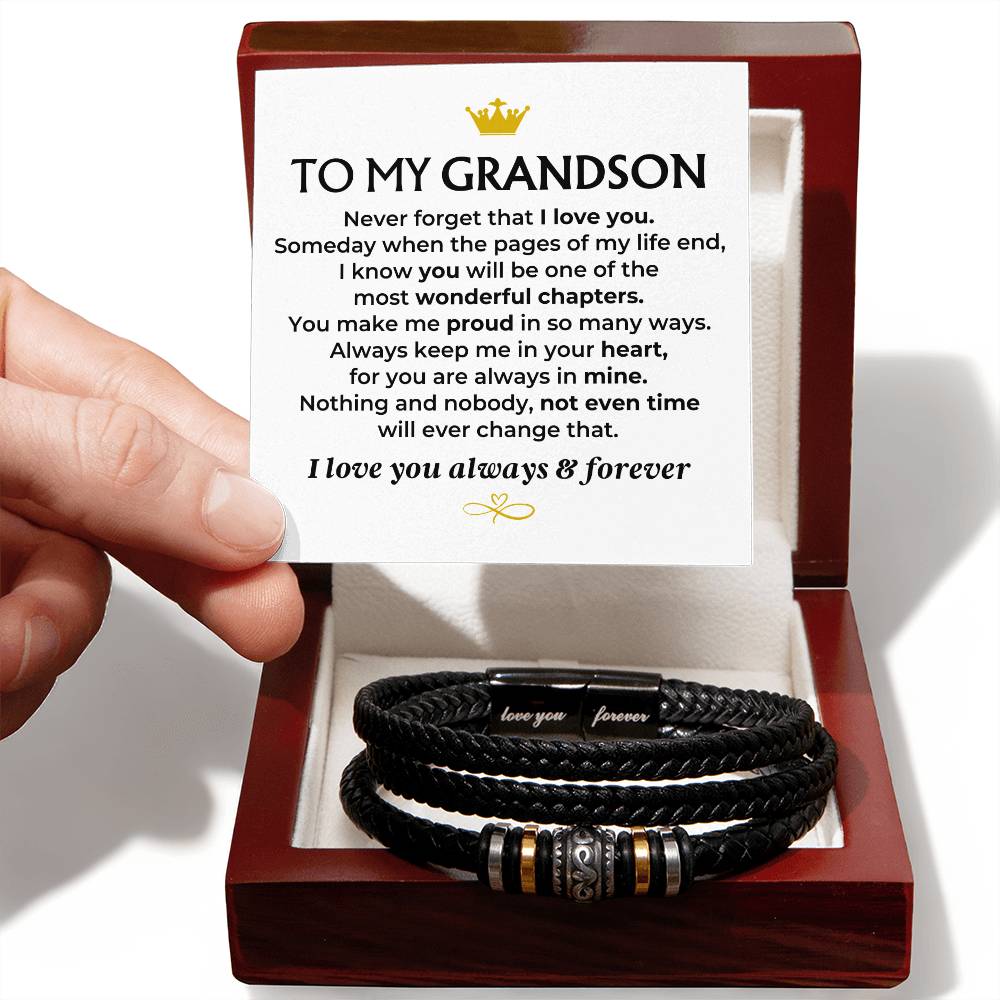 To My Grandson Love You Forever Braided Bracelet Gift Set - Ss581 - Love You Forever Bracelet