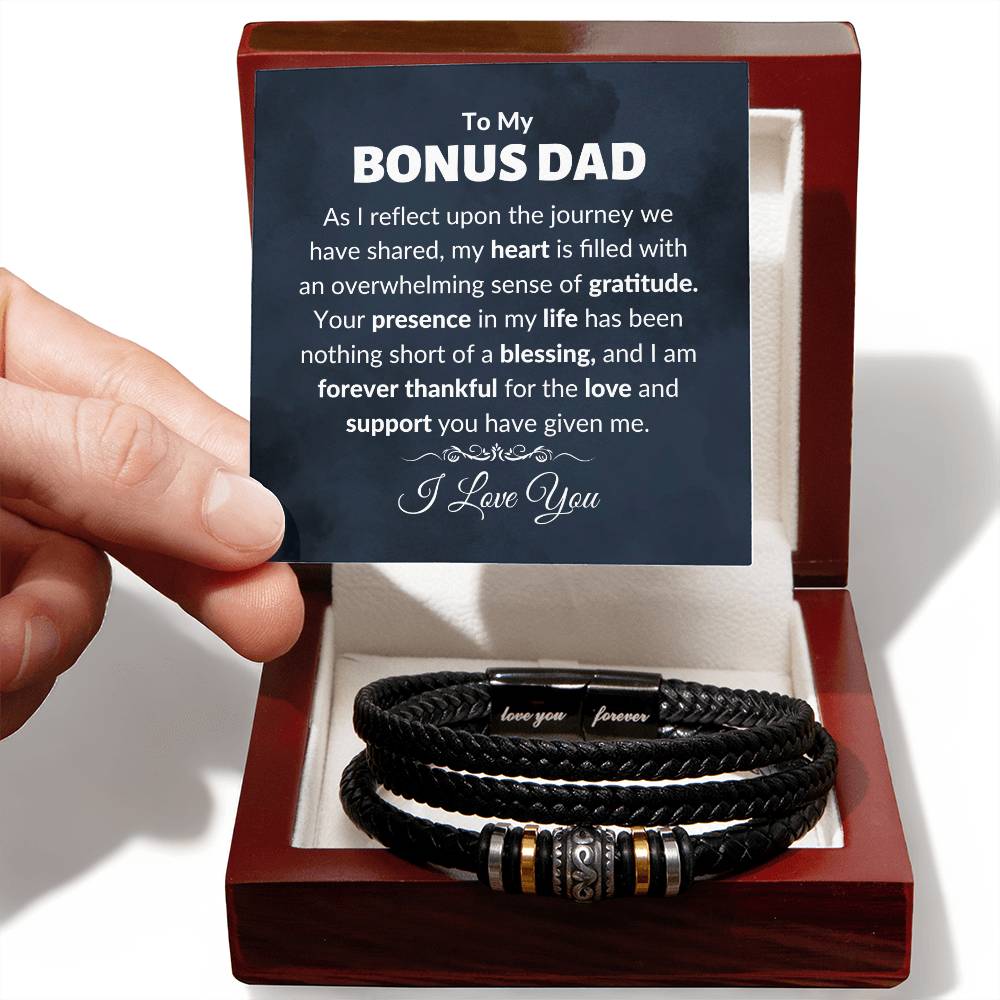To My Bonus Dad Dad Gift, Vegan Leather Bracelet, Stepped Up Dad, Step Father, Fathers Day, Birthday - Love You Forever Bracelet