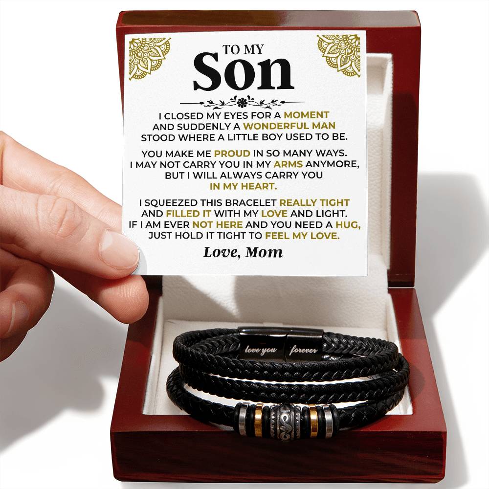 To My Son Mom Braided Bracelet Gift Set - Ss521 - Love You Forever Bracelet