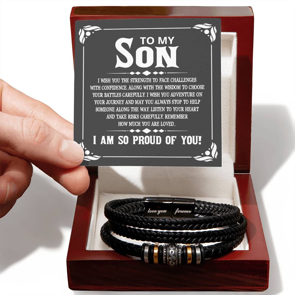 To My Son Bracelet Always Remember, I Wish You The Strength To Face Challenges With Confidence - Love You Forever Bracelet