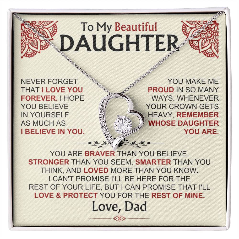 To My Beautiful Daughter - Dad - Forever Love Gift Set - Ss490V2 Forever Love Necklace