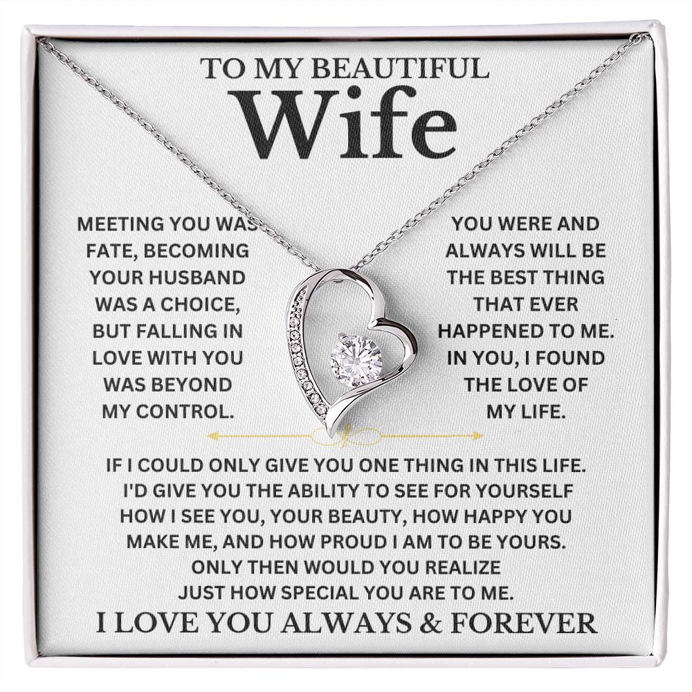 To My Beautiful Wife - Personalizable Necklace Gift Set Forever Love Necklace